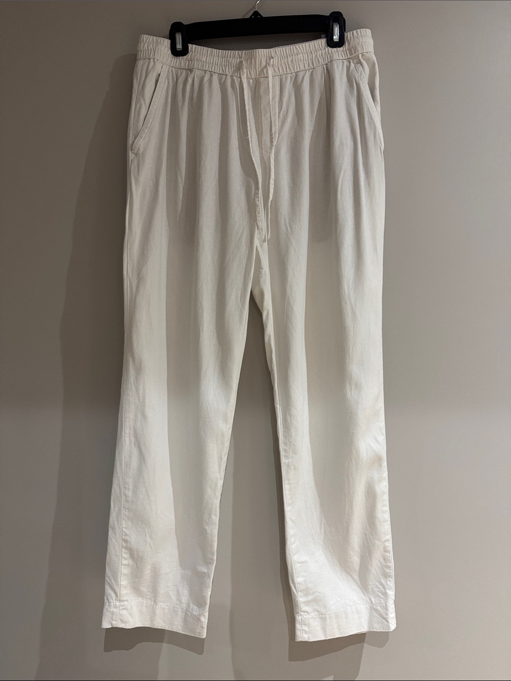 Zara  White/Cream Drawstring Linen/Cotton pants Size M